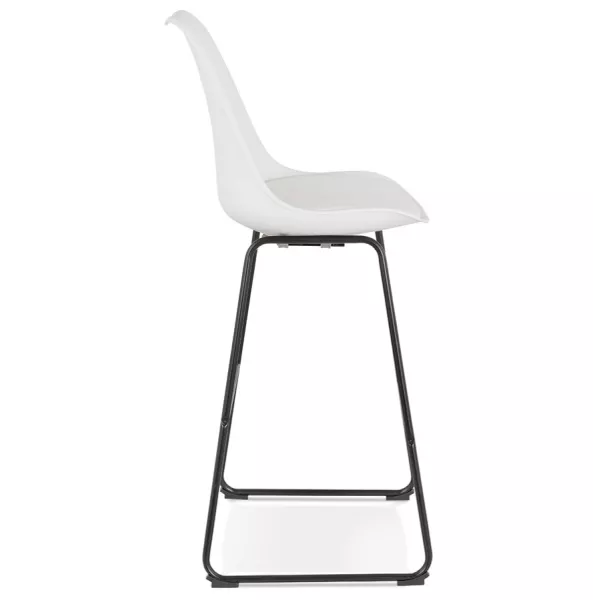 Tabouret de bar industriel pieds métal noir LYDON (blanc)