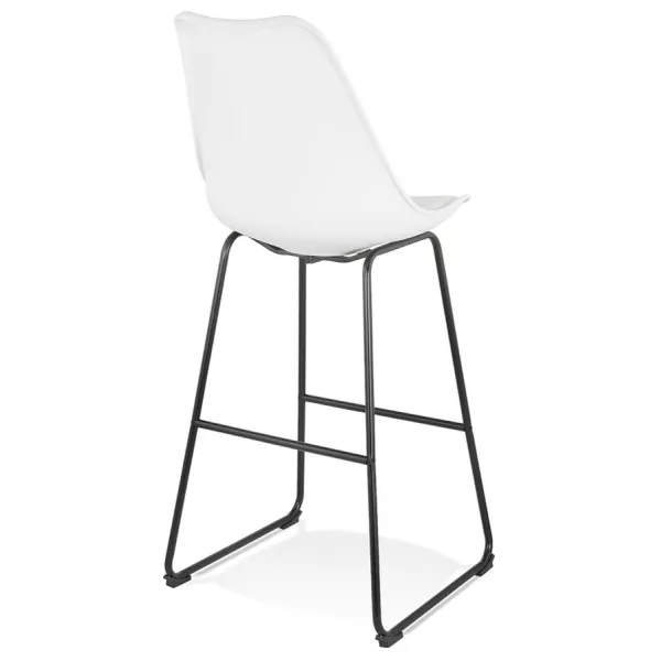 Tabouret de bar industriel pieds métal noir LYDON (blanc)