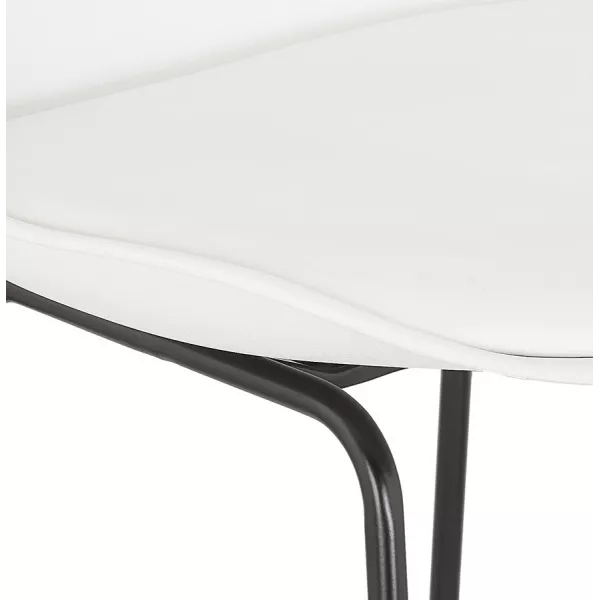 Tabouret de bar industriel pieds métal noir LYDON (blanc)