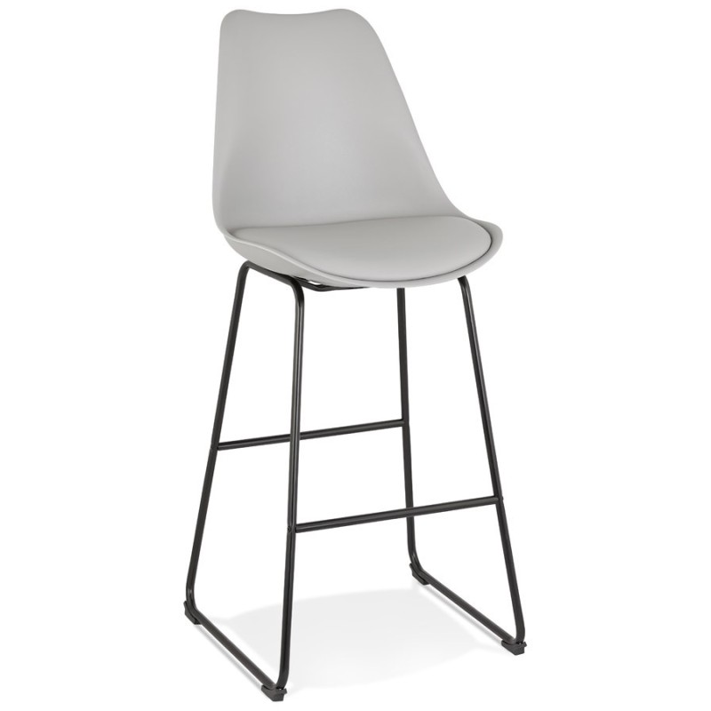 Tabouret de bar industriel pieds métal noir LYDON (gris)