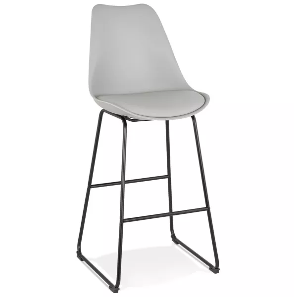 Tabouret de bar industriel pieds métal noir LYDON (gris)