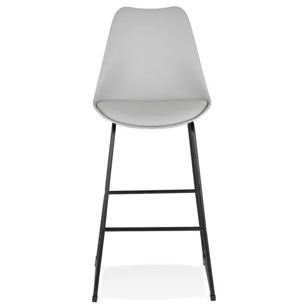 Tabouret de bar industriel pieds métal noir LYDON (gris)