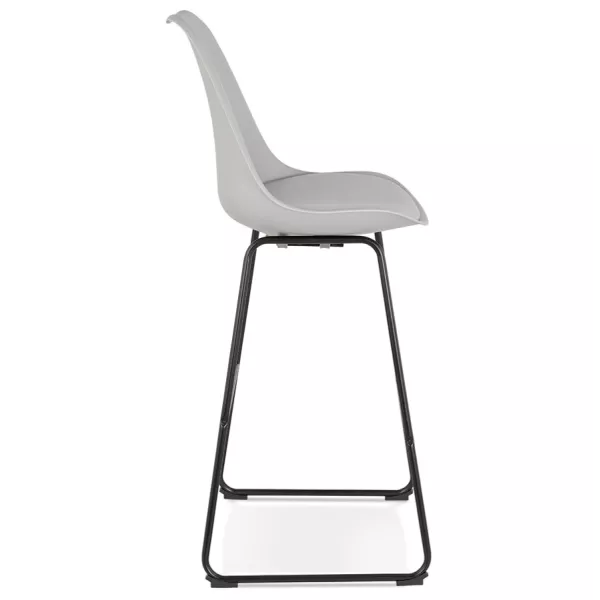 Tabouret de bar industriel pieds métal noir LYDON (gris)