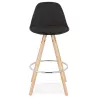 Tabouret de bar mi-hauteur design pieds bois naturel ROXAL MINI (noir)