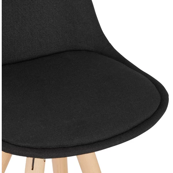 Tabouret de bar mi-hauteur design pieds bois naturel ROXAL MINI (noir)