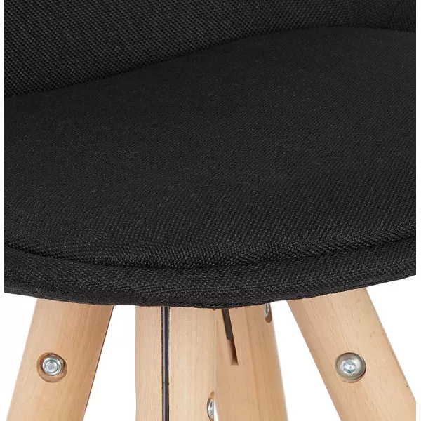 Tabouret de bar mi-hauteur design pieds bois naturel ROXAL MINI (noir)