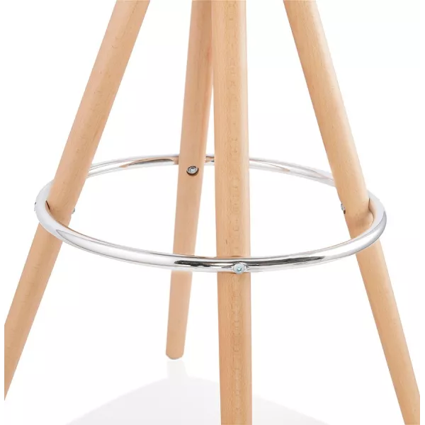 Tabouret de bar mi-hauteur design pieds bois naturel ROXAL MINI (noir)