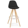 Tabouret de bar design pieds bois naturel ROXAL (noir)