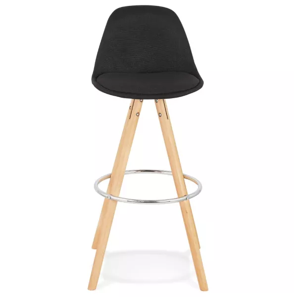 Tabouret de bar design pieds bois naturel ROXAL (noir)