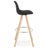 Tabouret de bar design pieds bois naturel ROXAL (noir)