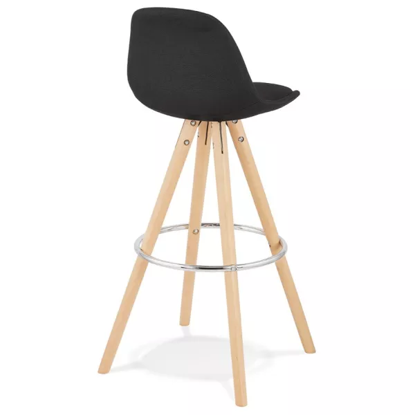 Tabouret de bar design pieds bois naturel ROXAL (noir)