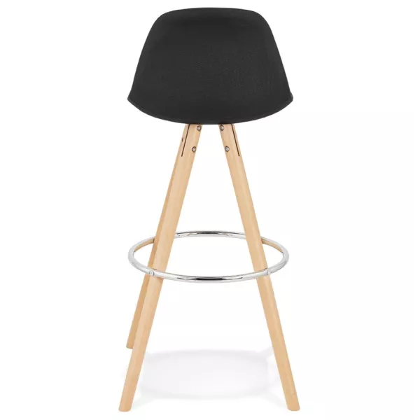 Tabouret de bar design pieds bois naturel ROXAL (noir)