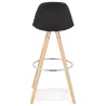 Tabouret de bar design pieds bois naturel ROXAL (noir)