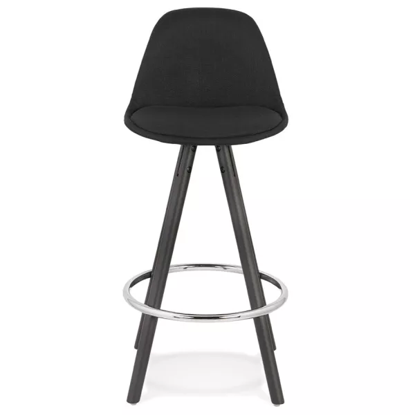 Tabouret de bar mi-hauteur design pieds bois noirs ROXAL MINI (noir)