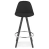 Tabouret de bar mi-hauteur design pieds bois noirs ROXAL MINI (noir)