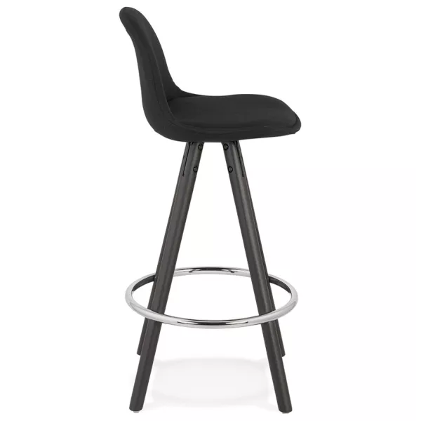 Tabouret de bar mi-hauteur design pieds bois noirs ROXAL MINI (noir)