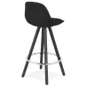 Tabouret de bar mi-hauteur design pieds bois noirs ROXAL MINI (noir)