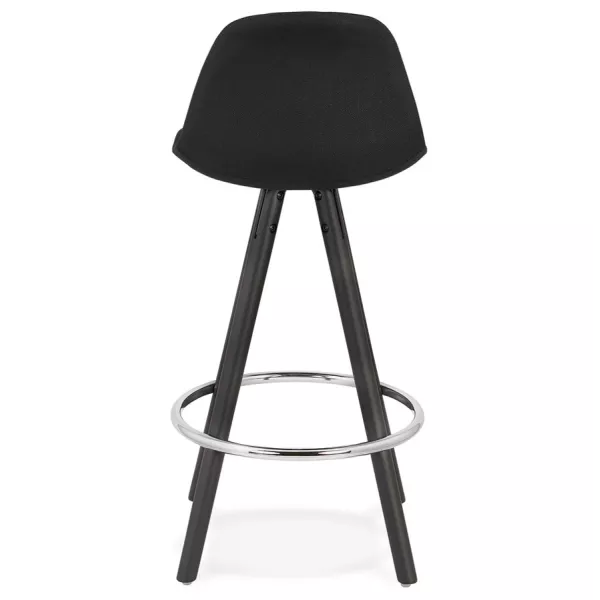 Tabouret de bar mi-hauteur design pieds bois noirs ROXAL MINI (noir)