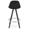 Tabouret de bar mi-hauteur design pieds bois noirs ROXAL MINI (noir)