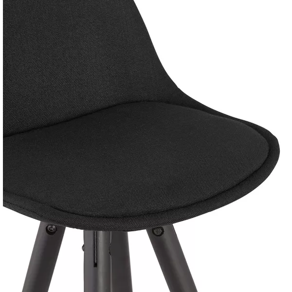 Tabouret de bar mi-hauteur design pieds bois noirs ROXAL MINI (noir)