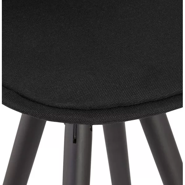 Tabouret de bar mi-hauteur design pieds bois noirs ROXAL MINI (noir)