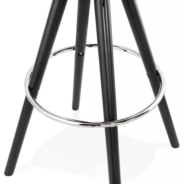 Tabouret de bar mi-hauteur design pieds bois noirs ROXAL MINI (noir)