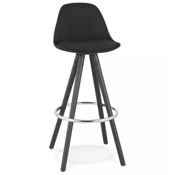 Tabouret de bar design pieds bois noirs ROXAL (noir)