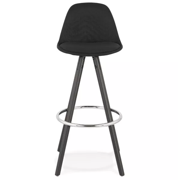 Tabouret de bar design pieds bois noirs ROXAL (noir)