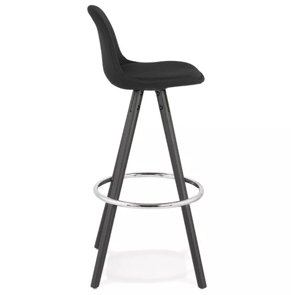 Tabouret de bar design pieds bois noirs ROXAL (noir)