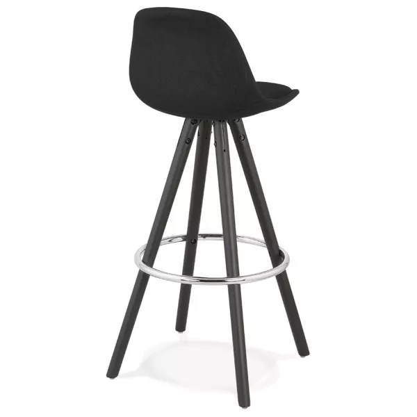 Tabouret de bar design pieds bois noirs ROXAL (noir)