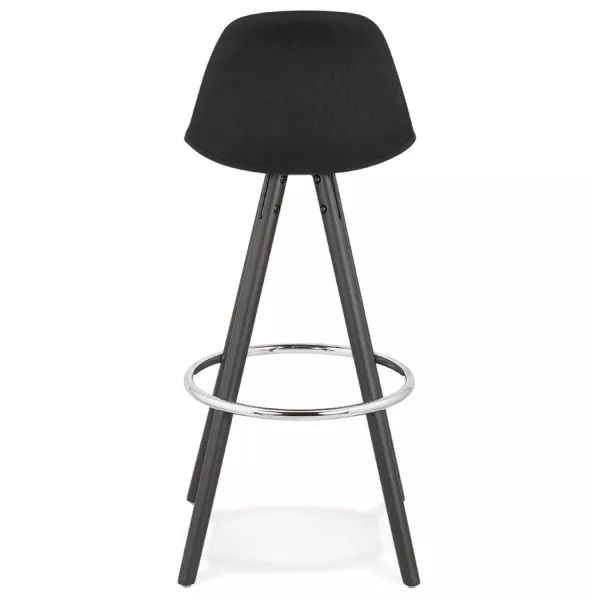 Tabouret de bar design pieds bois noirs ROXAL (noir)