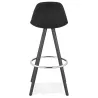 Tabouret de bar design pieds bois noirs ROXAL (noir)