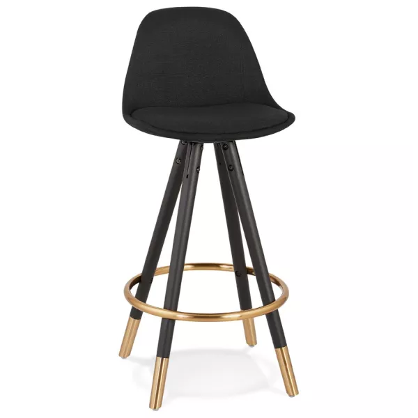 Tabouret de bar mi-hauteur vintage pieds bois noirs JESON MINI (noir)