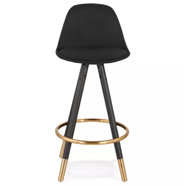 Tabouret de bar mi-hauteur vintage pieds bois noirs JESON MINI (noir)