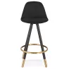 Tabouret de bar mi-hauteur vintage pieds bois noirs JESON MINI (noir)