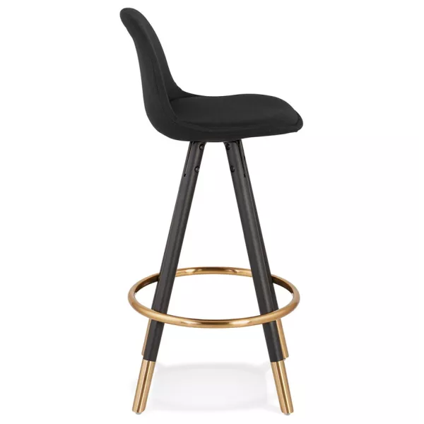 Tabouret de bar mi-hauteur vintage pieds bois noirs JESON MINI (noir)