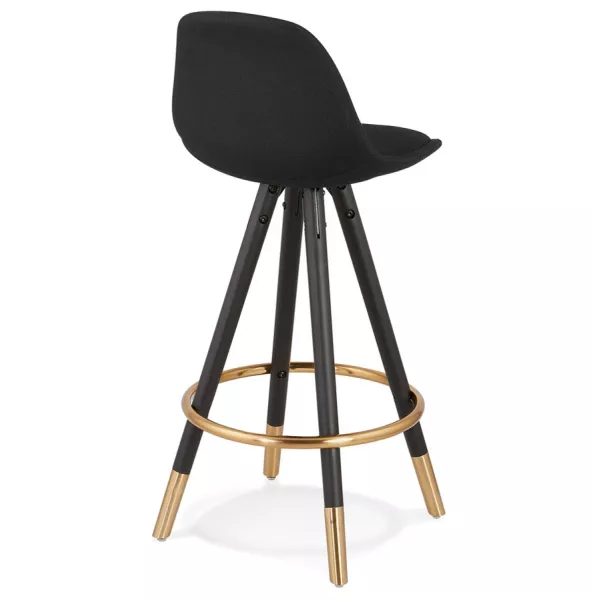 Tabouret de bar mi-hauteur vintage pieds bois noirs JESON MINI (noir)