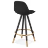 Tabouret de bar mi-hauteur vintage pieds bois noirs JESON MINI (noir)