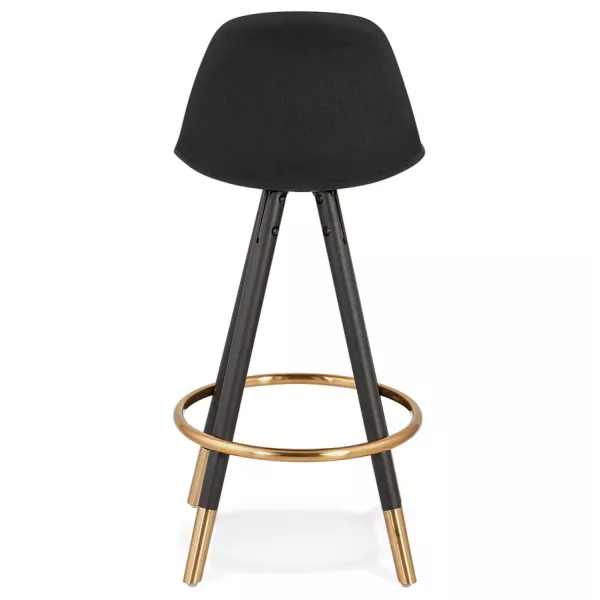 Tabouret de bar mi-hauteur vintage pieds bois noirs JESON MINI (noir)