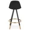 Tabouret de bar mi-hauteur vintage pieds bois noirs JESON MINI (noir)