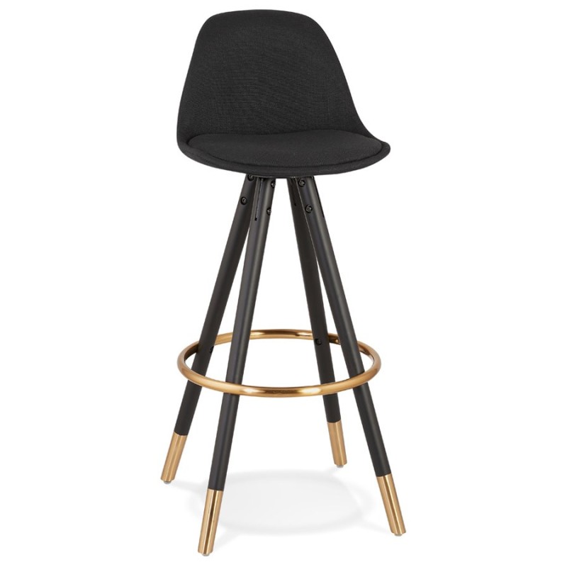 Tabouret de bar vintage pieds bois noirs JESON (noir)