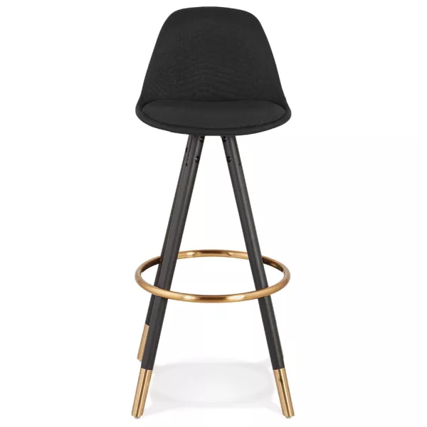 Tabouret de bar vintage pieds bois noirs JESON (noir)