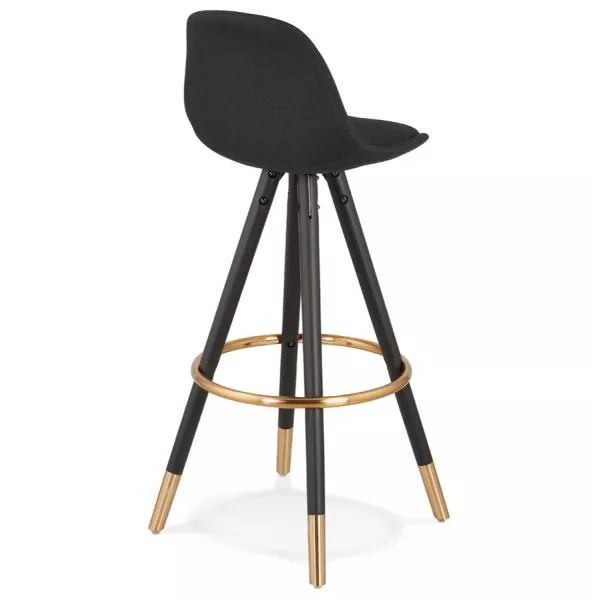 Tabouret de bar vintage pieds bois noirs JESON (noir)