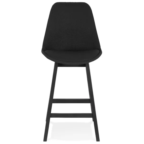 Tabouret de bar chaise de bar mi-hauteur design pieds bois noirs ILDA MINI (noir)