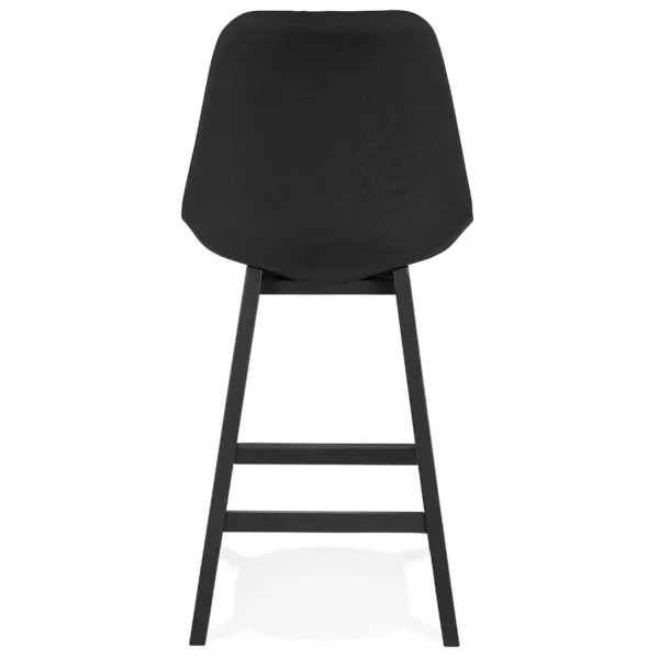 Tabouret de bar chaise de bar mi-hauteur design pieds bois noirs ILDA MINI (noir)