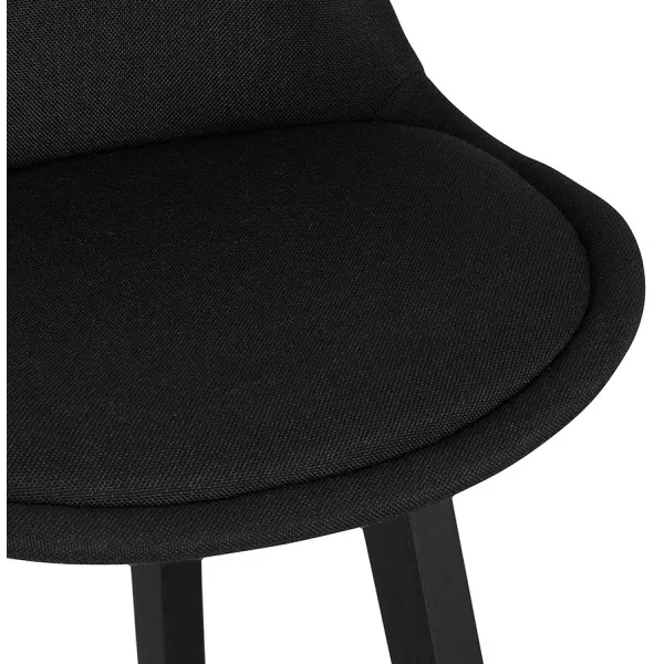 Tabouret de bar chaise de bar mi-hauteur design pieds bois noirs ILDA MINI (noir)