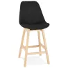 Tabouret de bar chaise de bar mi-hauteur design pieds bois naturel ILDA MINI  (noir)