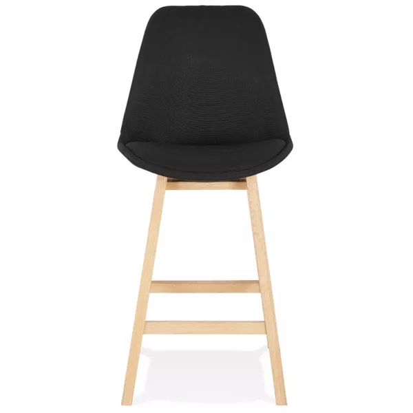 Tabouret de bar chaise de bar mi-hauteur design pieds bois naturel ILDA MINI  (noir)