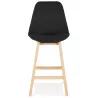 Tabouret de bar chaise de bar mi-hauteur design pieds bois naturel ILDA MINI  (noir)