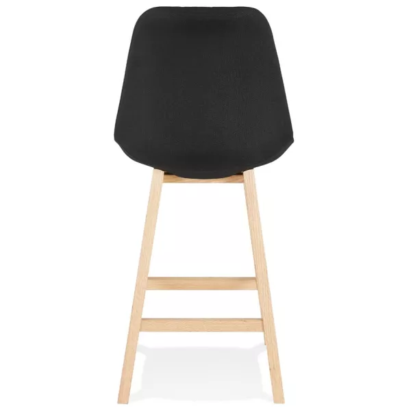 Tabouret de bar chaise de bar mi-hauteur design pieds bois naturel ILDA MINI  (noir)